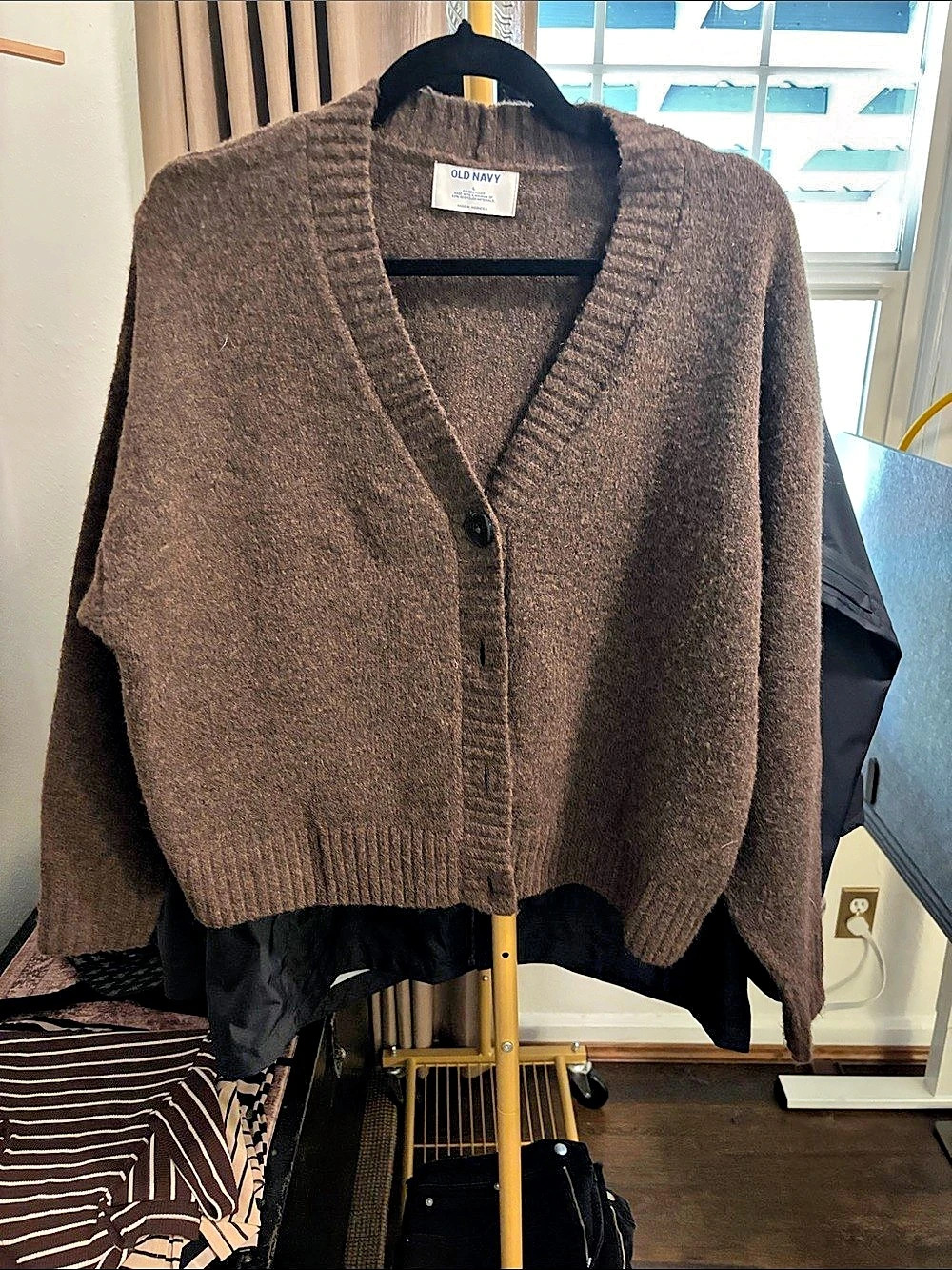 Old Navy Wool-Blend Slouchy Cardigan Sweater Brown Large